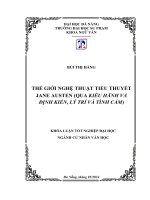 Thế giới nghệ thuật tiểu thuyết jan austen (qua kiêu hãnh và định kiến, lý trí và tình cảm)  