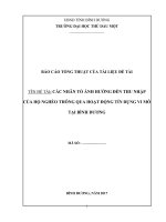 BÁO CÁO TỔNG THUẬT ĐỀ TÀI : CÁC NHÂN TỐ ẢNH HƯỞNG ĐẾN THU NHẬP CỦA HỘ NGHÈO THÔNG QUA HOẠT ĐỘNG TÍN DỤNG VI MÔ TẠI BÌNH DƯƠNG