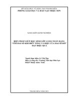 Biện pháp giúp học sinh lớp 4 giải toán tìm hai số biết tổng và hiệu hai số đó đạt hiệu quả 