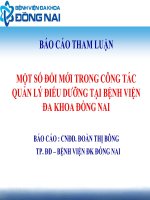 BÁO CÁO THAM LUẬN:MỘT SỐ ĐỔI MỚI TRONG CÔNG TÁC QUẢN LÝ ĐIỂU DƯỠNG TẠI BỆNH VIỆN ĐA KHOA ĐỒNG NAI