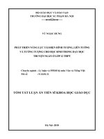 Tóm tắt luận án tiến sĩ khoa học giáo dục phát triển năng lực tái hiện hình tượng, liên tưởng và tưởng tượng cho học sinh trong dạy học truyện ngắn ở lớp 12 THPT 