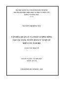 Văn hoá quản lý và chất lượng sống tại các cụm, tuyến dân cư vượt lũ miền tây nam bộ     