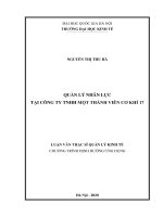 Luận văn Thạc sĩ Quản lý kinh tế: Quản lý nhân lực tại Công ty TNHH MTV Cơ khí 17