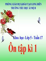 Khoa học 5 - Tuần 17 - Tiết 34 - Ôn tập và kiểm tra học kì 1