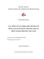 Các nhân tố tác động đến rủi ro tín dụng tại ngân hàng thương mại cổ phần ngoại thương việt nam 