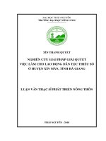 Nghiên cứu giải pháp giải quyết việc làm cho lao động dân tộc thiểu số ở huyện xín mần tỉnh hà giang 