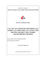 Các yếu tố ảnh hưởng đến nghiên cứu khoa học của giảng viên trường đại học công nghiệp tp  hồ chí minh 