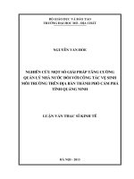 Nghiên cứu một số giải pháp tăng cường quản lý nhà nước đối với công tác vệ sinh môi trường trên địa bàn thành phố cẩm phả tỉnh quảng ninh    