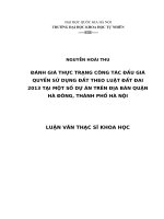 ĐÁNH GIÁ THỰC TRẠNG CÔNG TÁC ĐẤU GIÁ QUYỀN SỬ DỤNG ĐẤT THEO LUẬT ĐẤT ĐAI 2013 TẠI MỘT SỐ DỰ ÁN TRÊN ĐỊA BÀN QUẬN HÀ ĐÔNG, THÀNH PHỐ HÀ NỘI