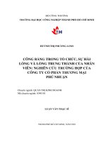 Công bằng trong tổ chức, sự hài lòng và lòng trung thành của nhân viên nghiên cứu trường hợp của công ty cổ phần thương mại phú nhuận 