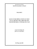 Quản lý hệ thống cơ sở vật chất ở các trường THCS trên địa bàn thành phố hội an, tỉnh quảng nam 