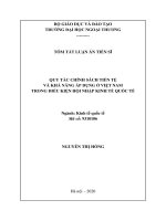 Tóm tắt luận án tiến sĩ kinh tế quốc tế quy tắc chính sách tiền tệ và khả năng áp dụng ở việt nam trong điều kiện hội nhập kinh tế quốc tế 
