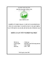 Nghiên cứu hiện trạng và đề xuất giải pháp bảo tồn các loài thực vật rừng nguy cấp quý hiếm tại vườn quốc gia ba bể huyện ba bể tỉnh bắc kạn 
