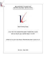 Tóm tắt luận văn Thạc sĩ Quản trị kinh doanh: Các yếu tố ảnh hưởng đến ý định mua sắm đồ gia dụng qua kênh trực tuyến