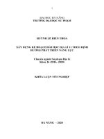 Xây dựng kế hoạch bài học địa lí 11 theo hướng tiếp cận năng lực