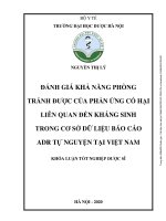Khóa luận tốt nghiệp Dược sĩ Đánh giá khả năng phòng tránh được của phản ứng có hại liên quan đến kháng sinh trong cơ sở dữ liệu báo cáo ADR tự nguyện tại Việt Nam