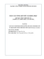 Sản xuất chế phẩm dinh dưỡng bổ sung cho heo con từ dịch thủy phân protein trùn quế (perionyx excavatus) 