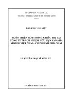 Luận văn kinh tế Hoàn Thiện Hoạt Động Chiêu Thị Tại Công Ty Trách Nhiệm Hữu Hạn Yamaha Motor Việt Nam - Chi Nhánh Phía Nam​