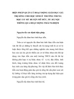 BIỆN PHÁP QUẢN lý HOẠT ĐỘNG GIÁO dục GIÁ TRỊ SỐNG CHO học SINH ở  TRƯỜNG TRUNG học cơ  sở  HUYỆN mỹ đức, TP  hà nội THÔNG QUA HOẠT ĐỘNG TRẢI NGHIỆM 