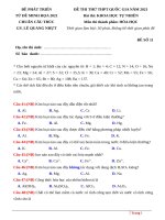 Đề 11  đề thi thử TN THPT môn hóa theo cấu trúc đề minh họa 2021 có lời giải