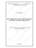 Tóm tắt Luận văn Thạc sĩ Kỹ thuật xây dựng công trình dân dụng và công nghiệp: Hoàn thiện công tác lập hồ sơ dự thầu tại Công ty Cổ phần Sông Đà 207