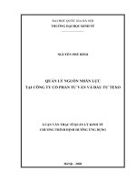 Luận văn Thạc sĩ Quản lý kinh tế: Quản lý nhân lực tại Công ty cổ phẩn tư vấn và đầu tư Texo