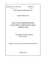Tóm tắt Luận văn Thạc sĩ Tài chính Ngân hàng: Quản lý quá trình hình thành tài sản công tại Bệnh viện đa khoa tỉnh Bắc Ninh
