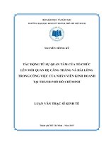 Luận văn Thạc sĩ Kinh tế: Tác động từ sự quan tâm của tổ chức lên mối quan hệ căng thẳng và hài lòng trong công việc của nhân viên kinh doanh tại Thành phố Hồ Chí Minh