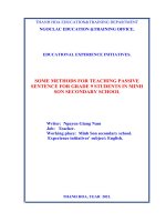 SOME METHODS FOR TEACHING PASSIVE SENTENCE FOR GRADE 9 STUDENTS IN MINH SON SECONDARY SCHOOL 