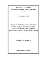 Luận văn Thạc sĩ Kinh tế: Các yếu tố ảnh hưởng đến hành vi chia sẻ tri thức của nhân viên trong tổ chức – Nghiên cứu trường hợp các Công ty truyền thông – Quảng cáo trên địa bàn