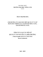 Tóm tắt luận án Tiến sĩ Quản lý tài nguyên và môi trường: Ảnh hưởng của hạn hán đến quản lý và sử dụng đất trồng lúa tại huyện Hòa Vang, thành phố Đà Nẵng