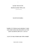 Nghiên cứu tính đa dạng sinh học và khả năng nhân giống hoa đỗ quyên tại vườn quốc gia hoàng liên sa pa lào cai 