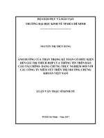 Luận văn Thạc sĩ Kinh tế: Ảnh hưởng của thận trọng kế toán có điều kiện đến giá trị thích hợp của thông tin trên báo cáo tài chính – Bằng chứng thực nghiệm đối với các công ty