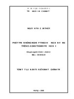 Tóm tắt Luận án Tiến sĩ Kinh tế chính trị: Phát triển Nông nghiệp theo hướng bền vững trên địa bàn thành phố Hà Nội