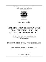 Tóm tắt luận văn Thạc sĩ Quản trị kinh doanh: Giải pháp hoàn thiện công tác quản trị nguồn nhân lực tại Công ty cổ phần Trà Bắc