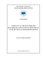 Luận văn Thạc sĩ Kinh tế: Nghiên cứu các yếu tố tác động đến quyết định mua sản phẩm nước ép trái cây đóng hộp của người tiêu dùng tại thành phố Hồ Chí Minh