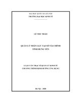 Luận văn Thạc sĩ Quản lý kinh tế: Quản lý nhân lực tại Sở Tài chính Hưng Yên