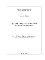 Luận văn Thạc sĩ Quản trị kinh doanh: Quản trị nợ tại Ngân hàng thương mại cổ phần Ngoại thương Việt Nam
