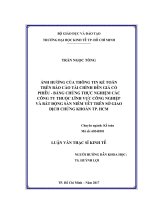 Luận văn Thạc sĩ Kinh tế: Ảnh hưởng của thông tin kế toán trên BCTC đến giá cổ phiếu - Bằng chứng thực nghiệm các công ty thuộc lĩnh vực công nghiệp và bất động sản niêm yết trên S...