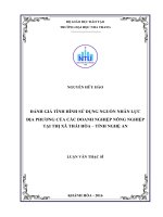 Đánh giá tình hình sử dụng nguồn nhân lực địa phương của các doanh nghiệp nông nghiệp tại thị xã thái hòa   tỉnh nghệ an  