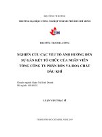 Nghiên cứu các yếu tố ảnh hưởng đến sự gắn kết tổ chức của nhân viên tổng công ty phân bón và hóa chất dầu khí     