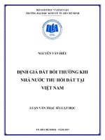 Luận văn ngành luật định giá đất bồi thường khi nhà nước thu hồi đất tại việt nam​ 