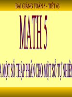 Toán 5 - Tuần 13 - Chia số thập phân cho một số tự nhiên