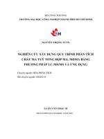 Nghiên cứu xây dựng quy trình phân tích chất ma tuý tổng hợp ma, mdma bằng phương pháp lc   ms  