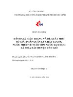 Đánh giá hiện trạng và đề xuất một số giải pháp quản lý chất lượng nước phục vụ nuôi tôm nước lợ cho 4 xã phía bắc huyện cần giờ    