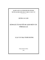 Đánh giá tài nguyên du lịch nhân văn tỉnh gia lai     