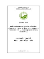 Phát triển kinh tế hộ nông dân vùng tái định cư thuộc dự án di dân tái định cư thủy điện sơn la tại huyện quỳnh nhai tỉnh sơn la 