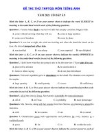 Đề thi thử thpt quốc gia 2021 môn Anh trường THPT Yên Định lần 1