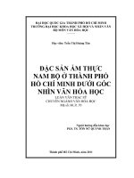 Đặc sản ẩm thực nam bộ ở thành phố hồ chí minh dưới góc nhìn văn hóa học     