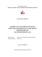 Nghiên cứu giải pháp giải pháp ứng dụng   tiêu chuẩn khách sạn xanh asean  cho khách sạn tại tp  đà lạt     